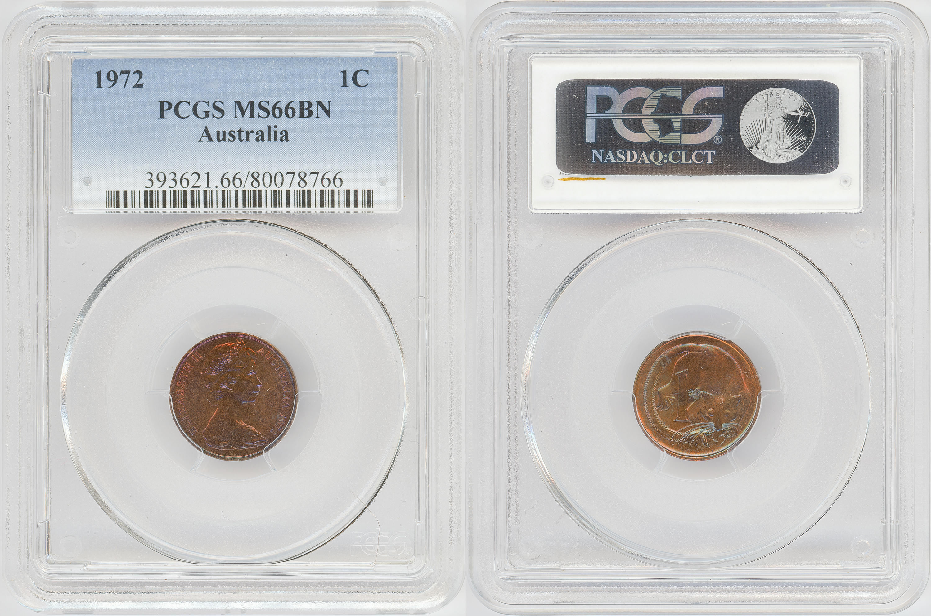 Pop 1/0, One Cent, 1972, Pcgs Ms66bn