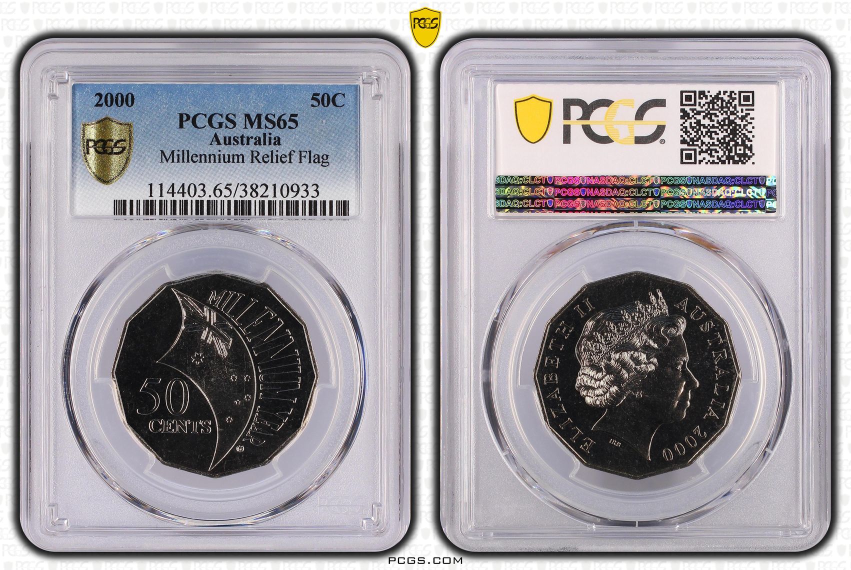 Elizabeth II, Millennium Relief Flag, Fifty Cent, 2000, PCGS MS65