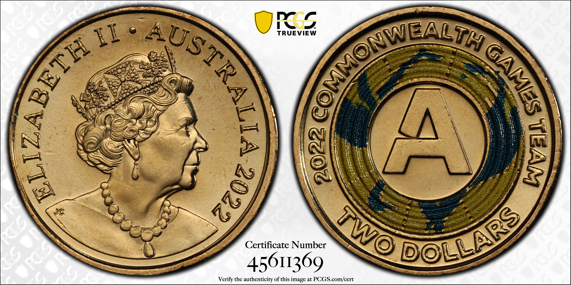 Commonwealth Games - A Colorized, Two Dollar, 2022, PCGS MS67