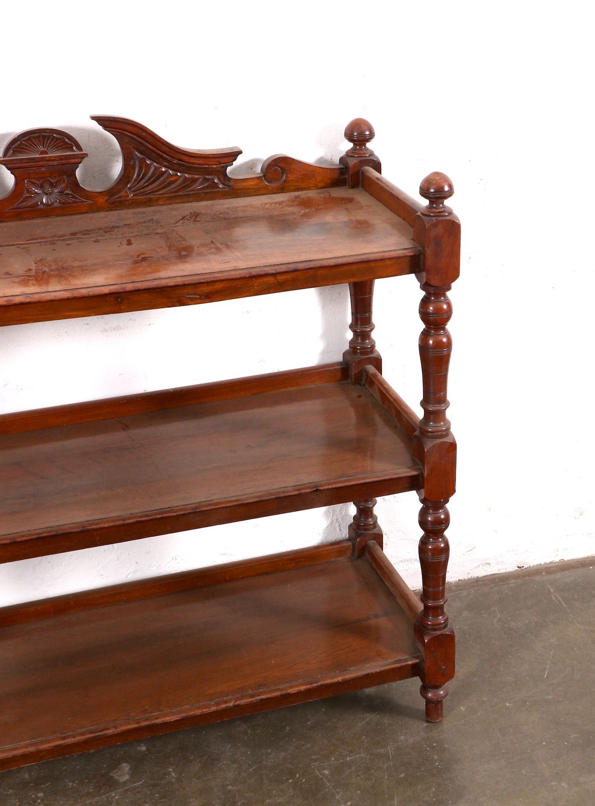 Edwardian mahogany carved three tier server OldJW Auctioneers