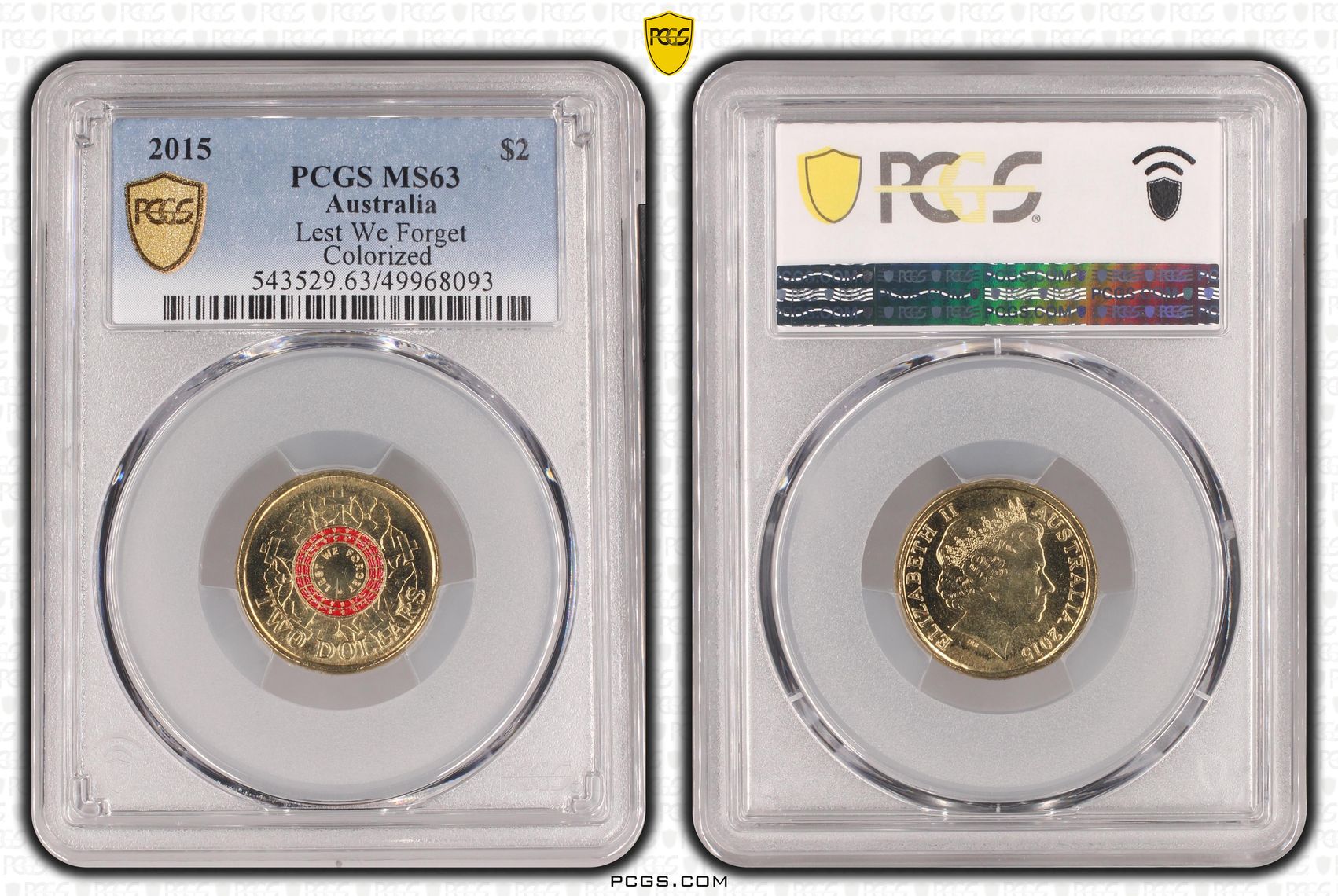 Lest We Forget Colorized , Two Dollar, 2015, PCGS MS63