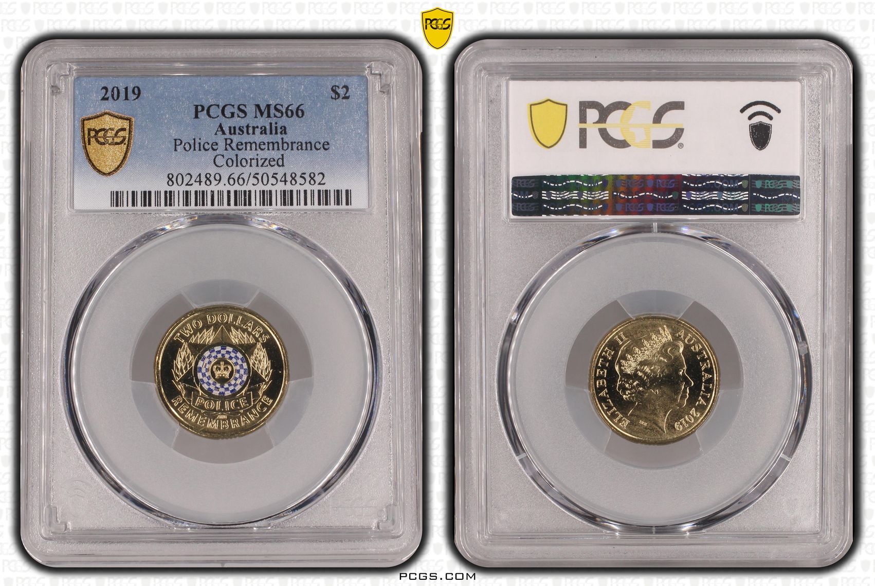 Police Remembrance Colorized, Two Dollar, 2019, PCGS MS66