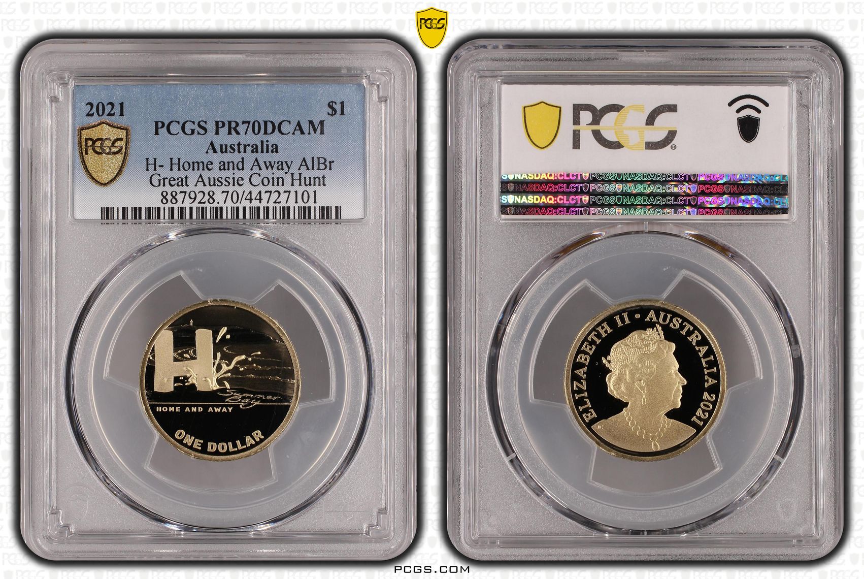 H- Home and Away AlBr, POP 19/0, One Dollar, 2021, PCGS PR70DCAM