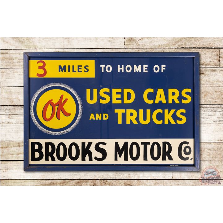 5' Chevrolet OK Used Cars & Trucks 3 Miles to Home Wood Framed Tin Sign
