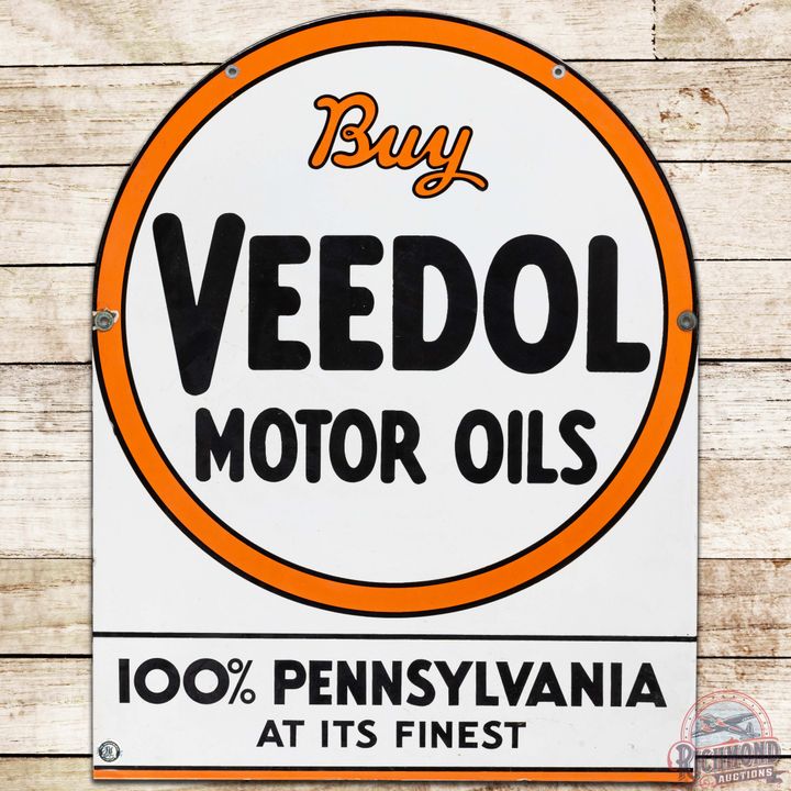 Buy Veedol Motor Oils 100% Pennsylvania DS Porcelain Tombstone Sign