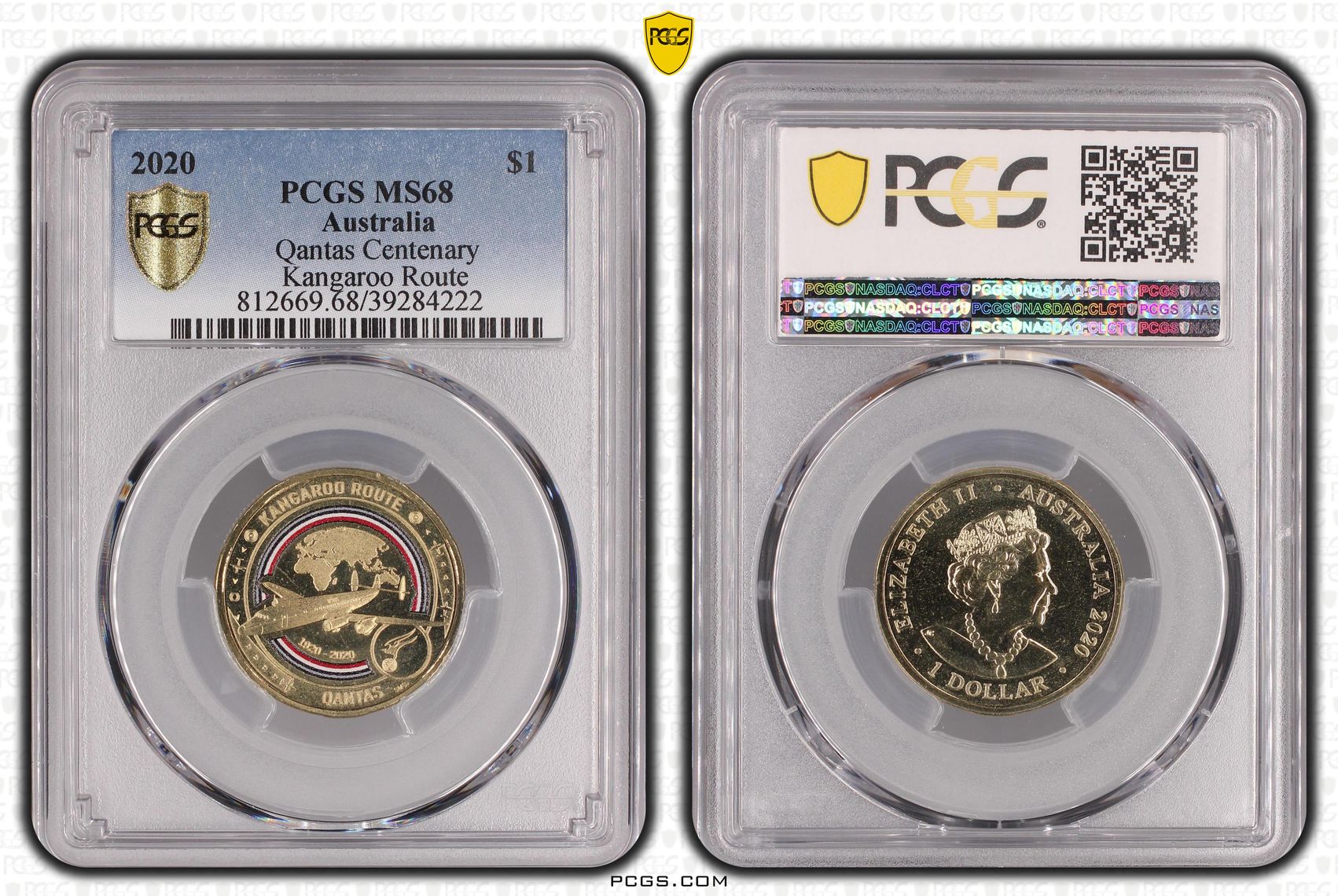 472 · Qantas Centenary Kangaroo Route, POP 12/0, One Dollar, 2020, PCGS MS68