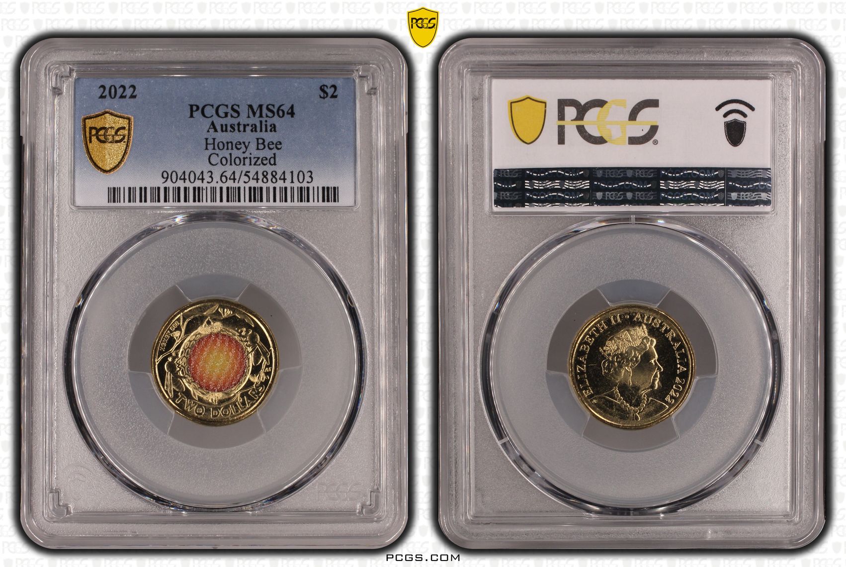Honey Bee Colorized, Two Dollar, 2022, PCGS MS64