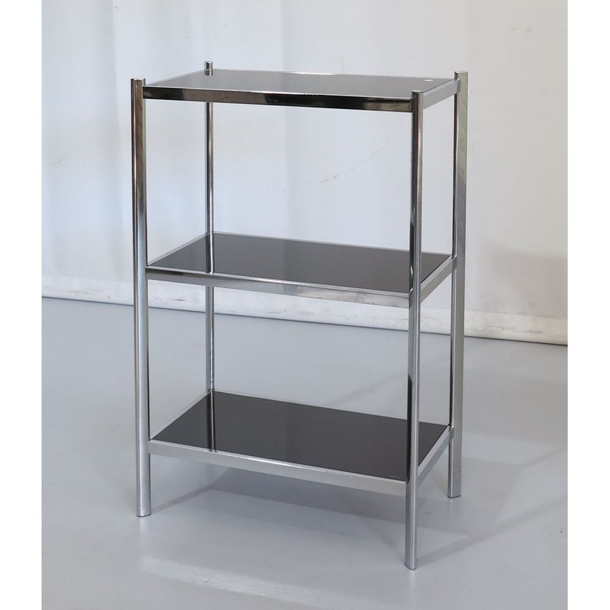 TEMPERED GLASS AND STAINLESS STEEL THREE-TIER STAND