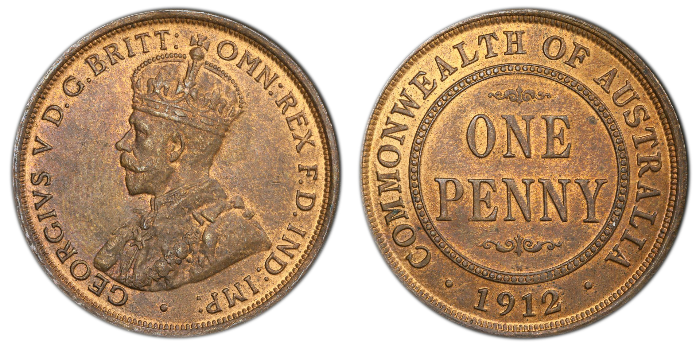 George V, , Penny, 1912-H, PCGS MS64RB