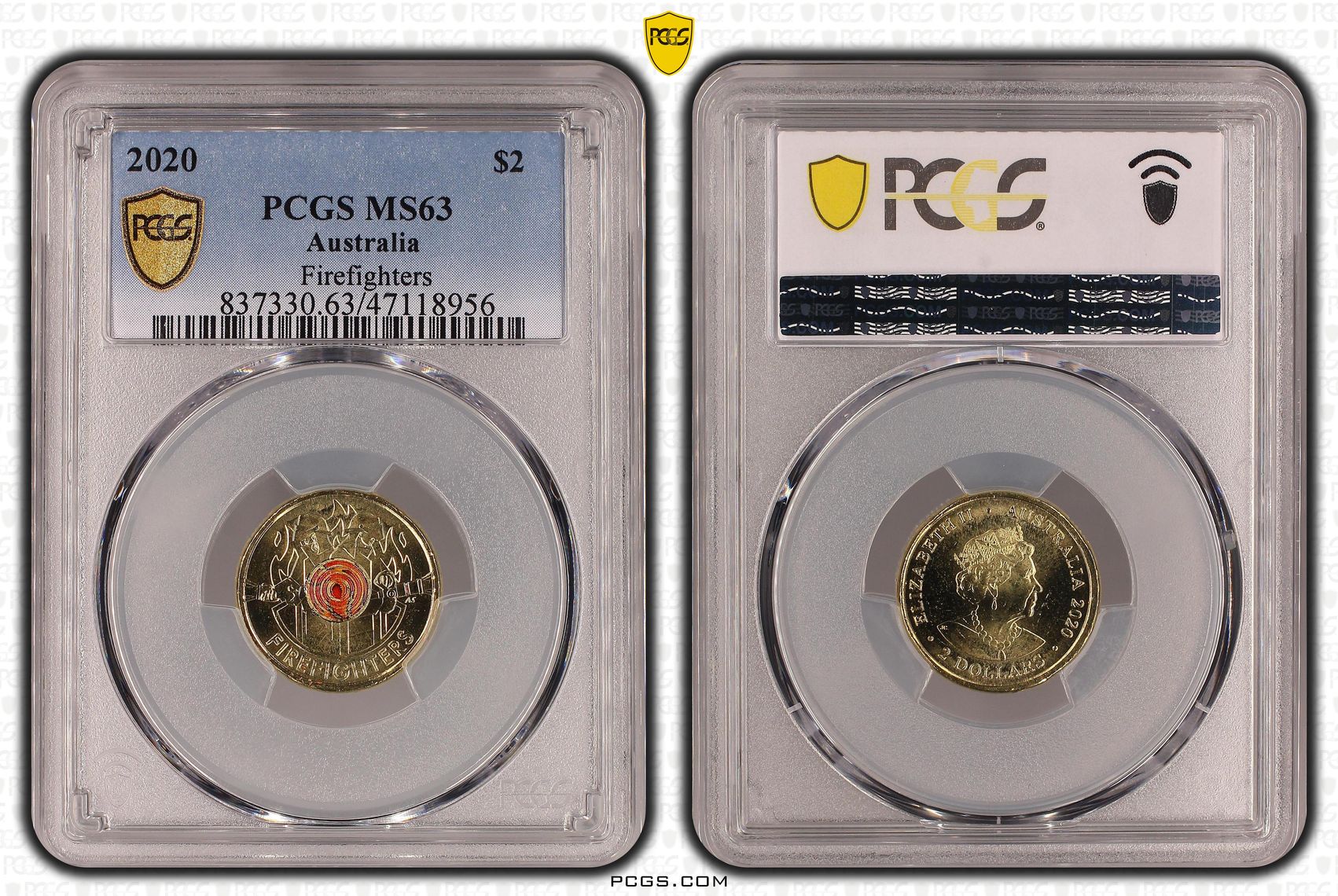 Elizabeth II, Firefighters, Two Dollar, 2020, PCGS MS63