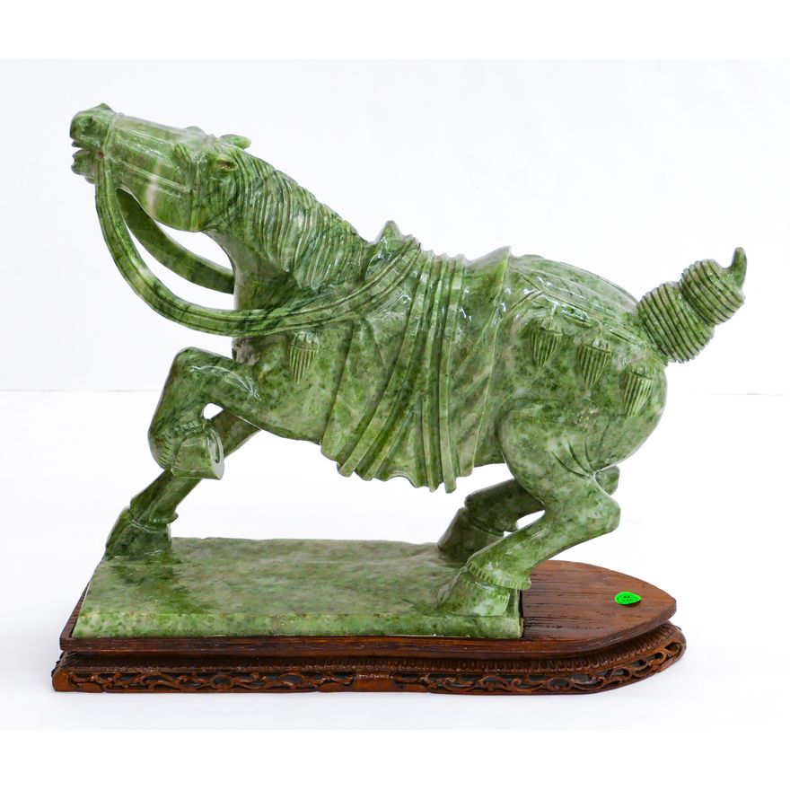 Chinese Large Jade Rearing Horse Statue
