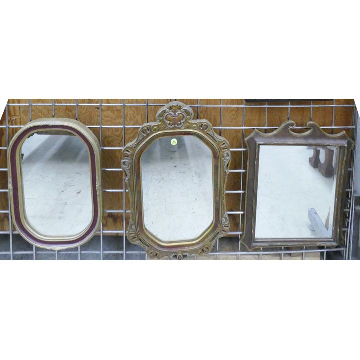 3pc Vintage Vertical Small Framed Mirrors- 22x13'' each approx