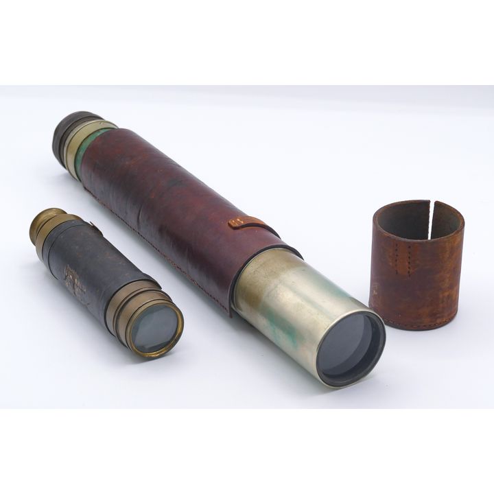 2pc Antique European Brass Spotting Scopes 6'' to 13.5''
