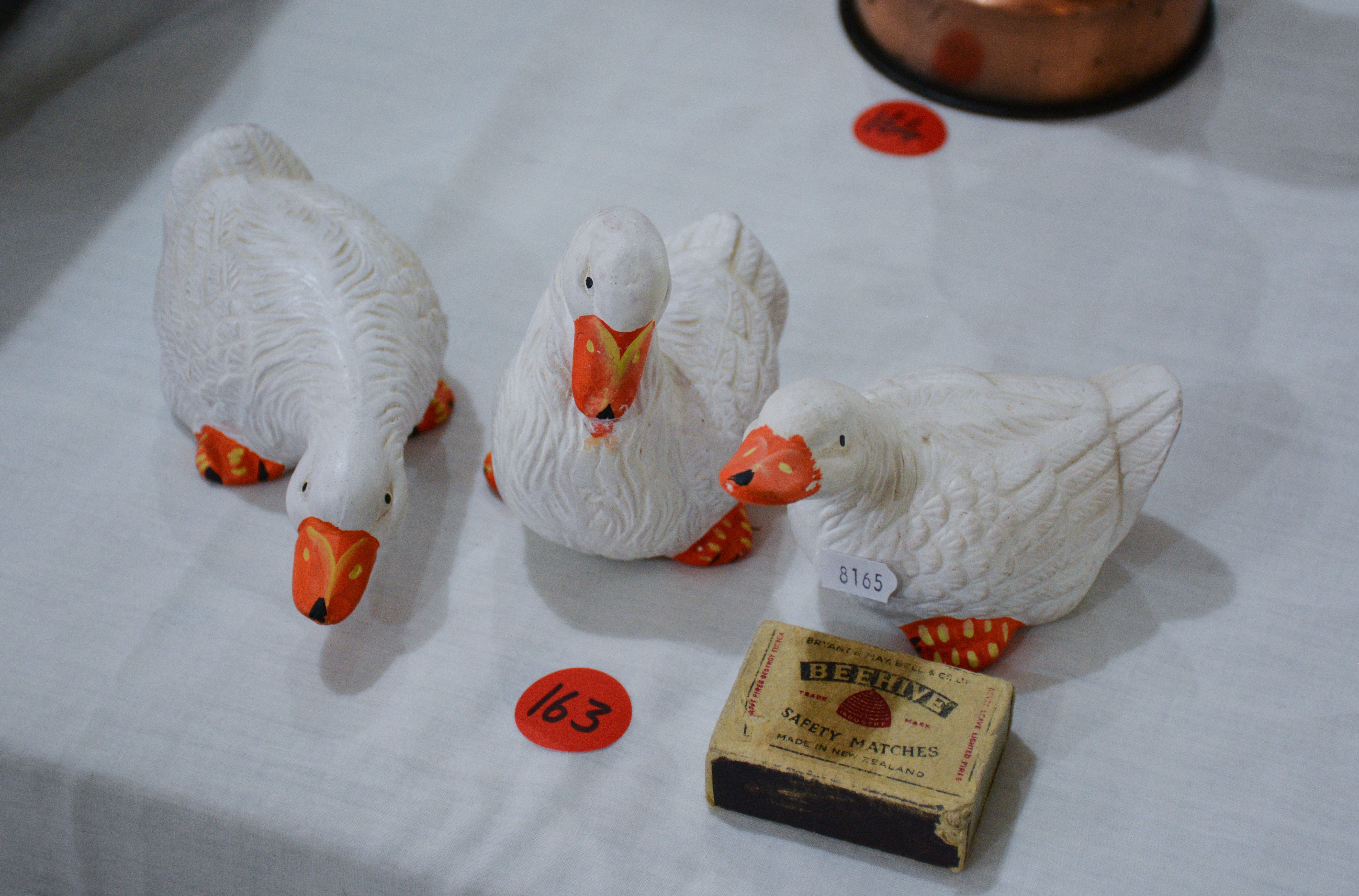 Small Ceramic Goose Ornaments x 3 — sold at auction in New Zealand for $5