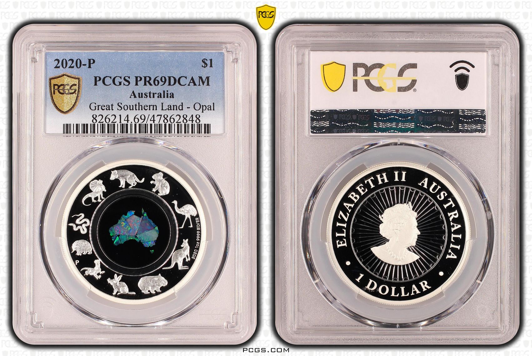 Great Southern Land - Opal, One Dollar, 2020-P, PCGS PR69DCAM