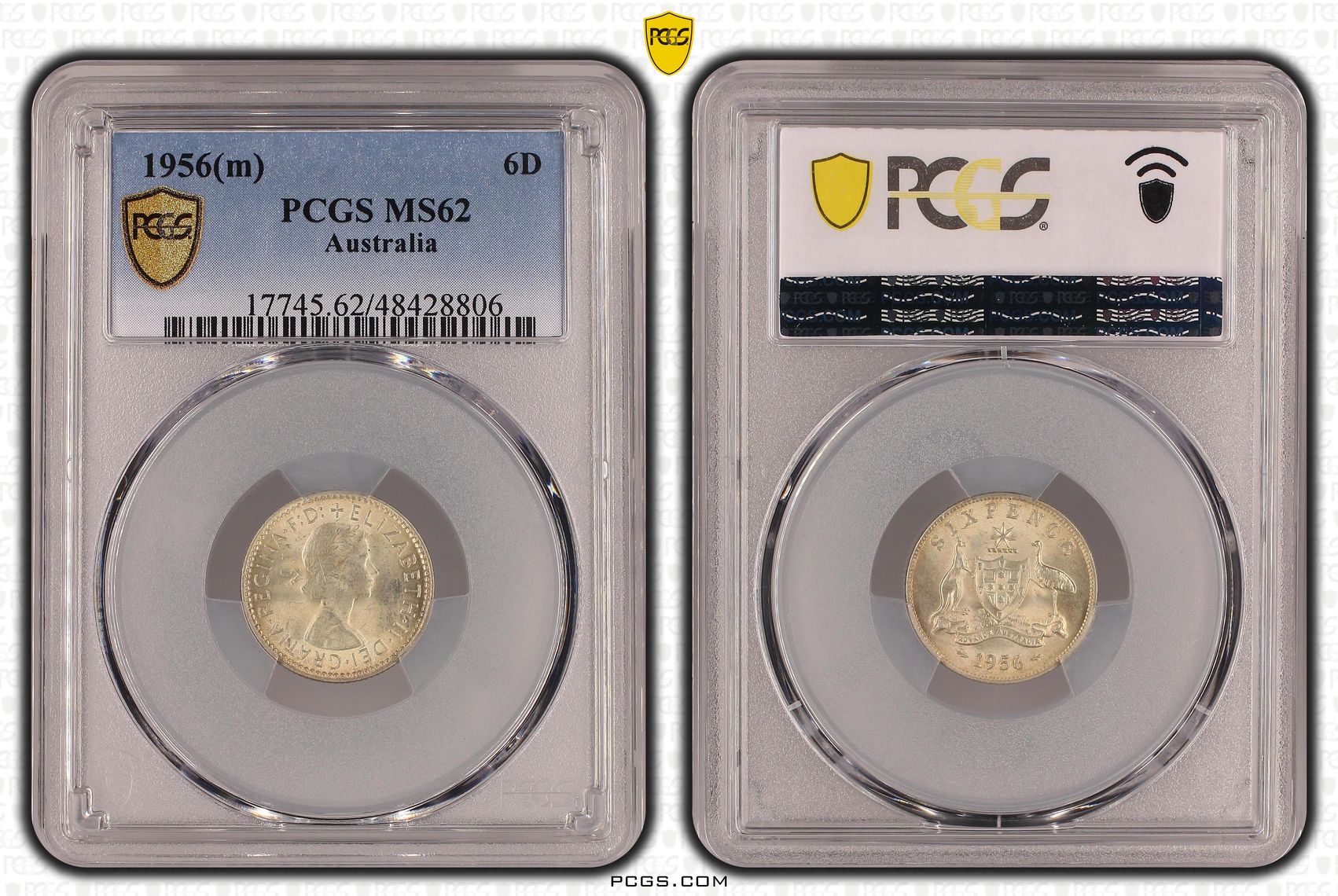 Sixpence, 1956(m), PCGS MS 62