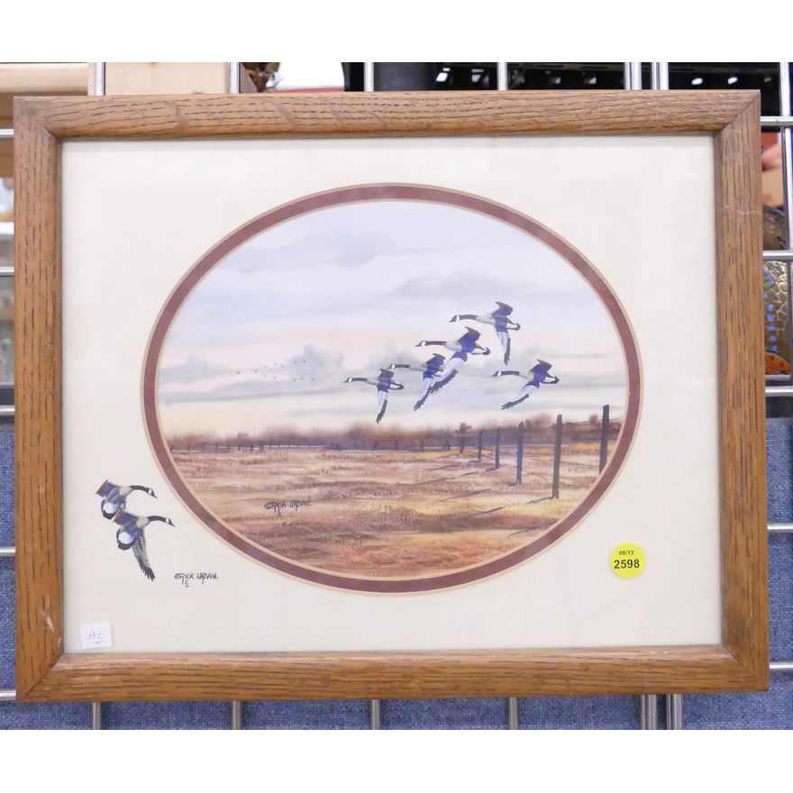 Rick Urdahl Flying Geese Watercolor Framed- 12x15''