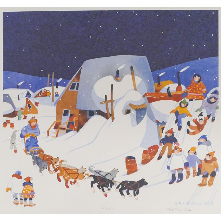 Rie Munoz ''Iditarod Racer, Eddie Bauer'' 1989 Signed Print 17.25'' x 17.25'' Sheet.