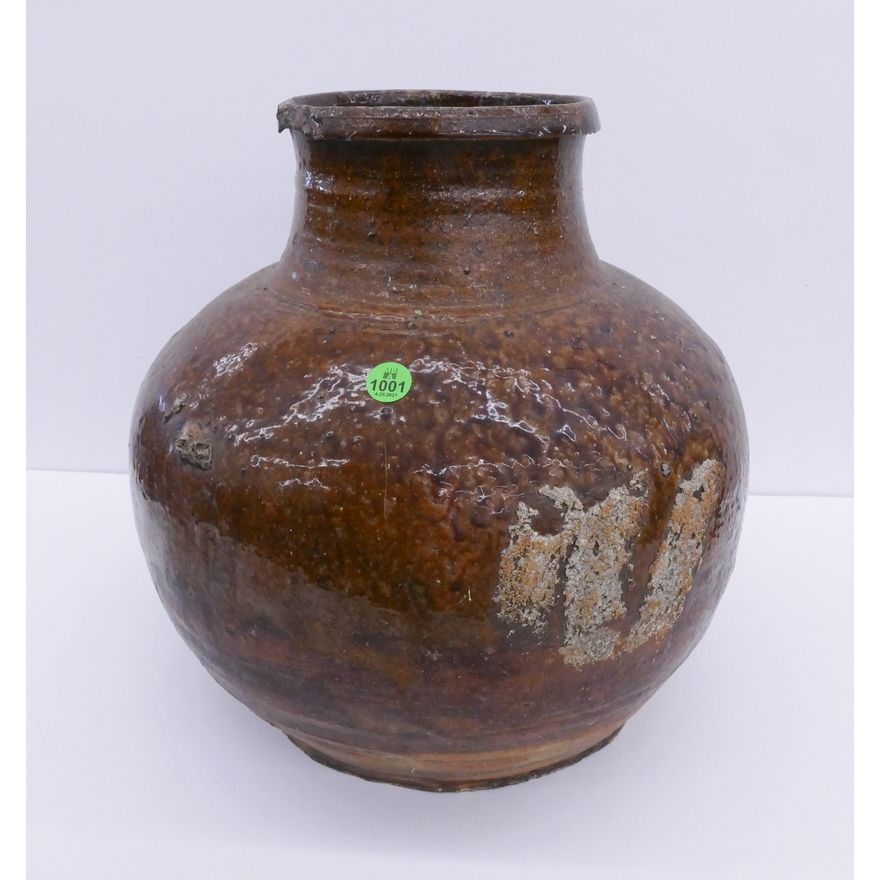 Japanese Meiji Provincial Brown Jar- 13x13''