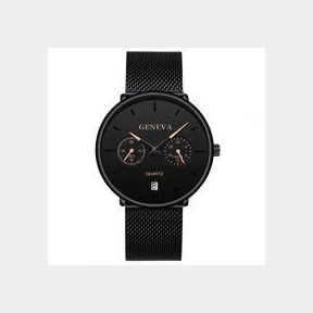 Men Leisure Geneva Color Pointer Watch - 2 Eye - Black / Gold - Men -Bar 9902164795475- 51745/23739 AS B3 (S2)