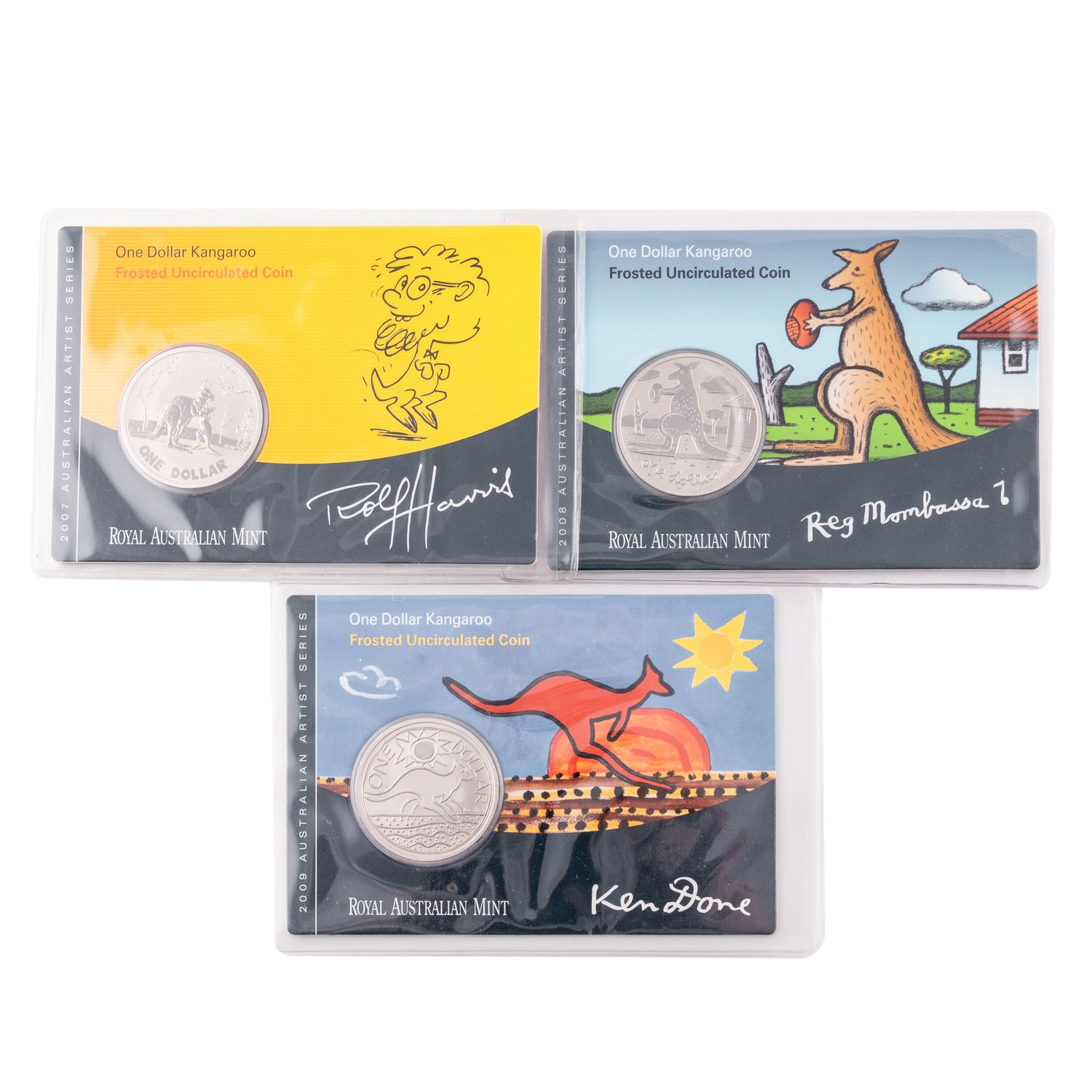 Elizabeth II, Frosted Kangaroo Issues, One Dollar, 2007 - 2009, UNC