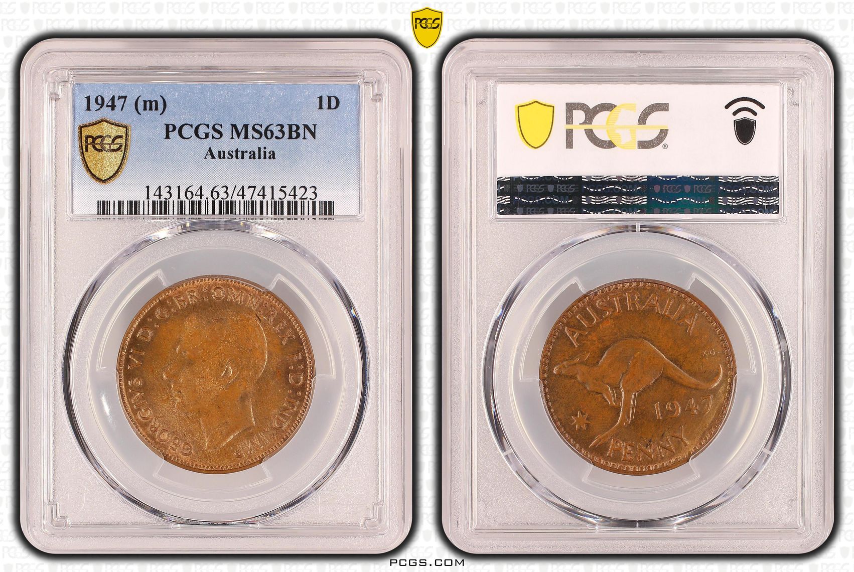 One Penny, 1947, PCGS MS 63BN
