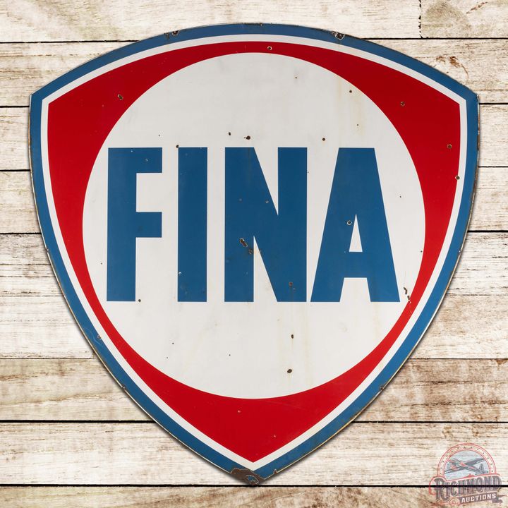 Fina Gasoline 6' Die Cut Single Sided Porcelain ID Sign