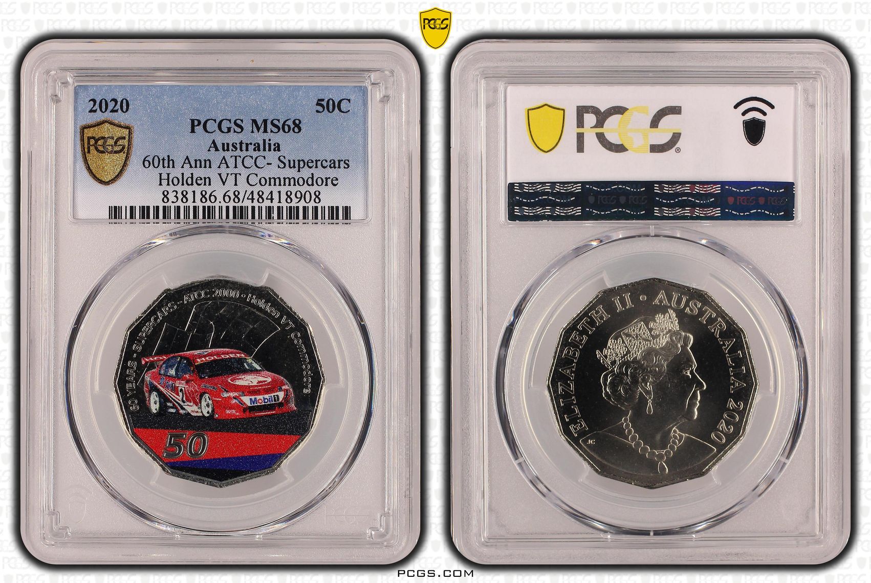 60th Ann ATCC- Supercars Holden VT Commodore , Fifty Cent, 2020, PCGS MS68