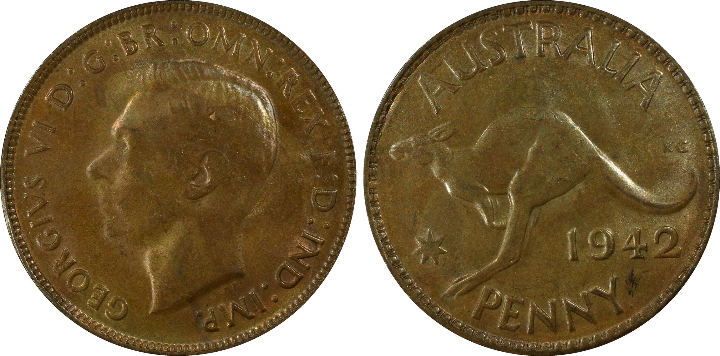 1942 Australia Penny PCGS - MS63BN -974