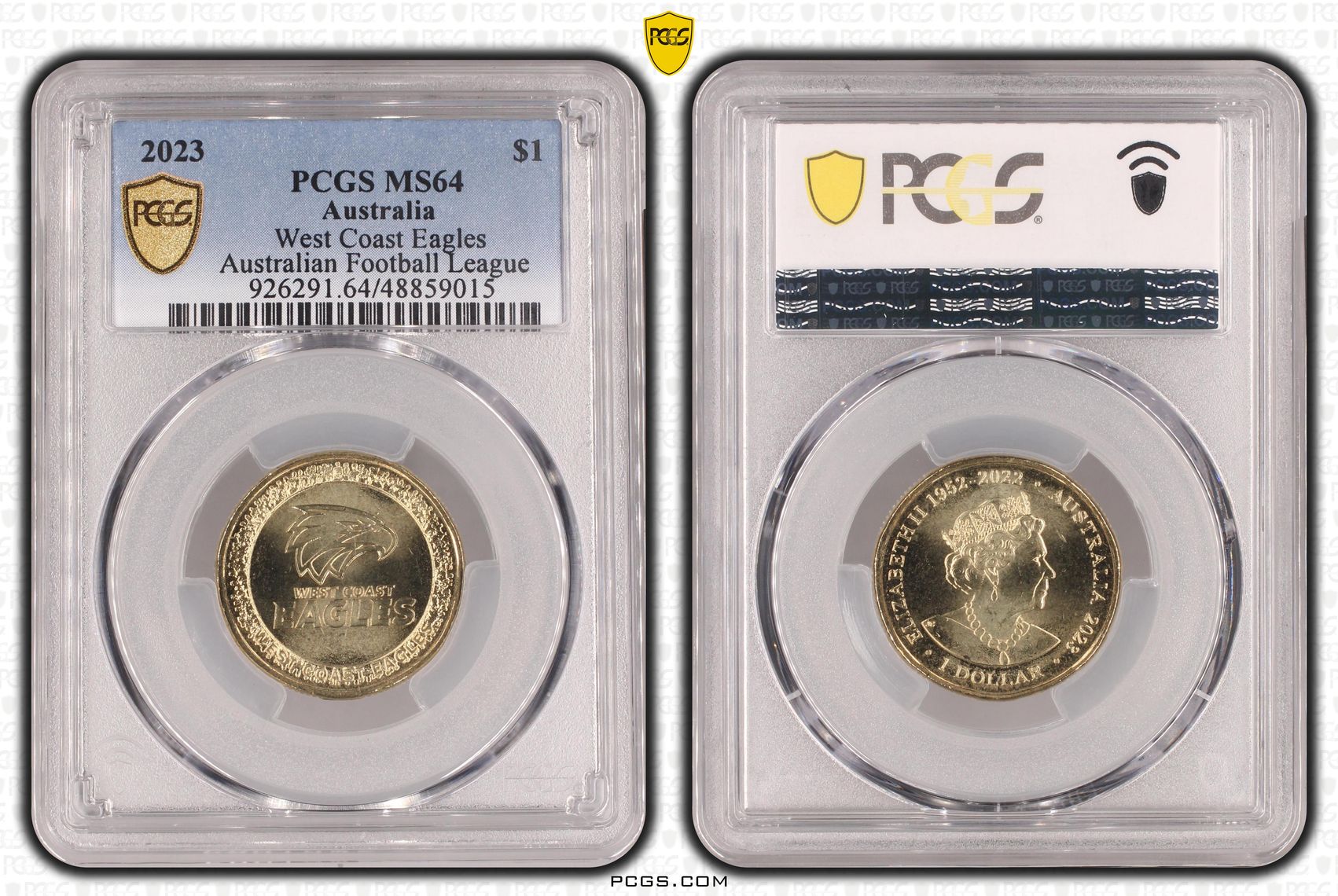 Elizabeth II, AFL - West Coast Eagles , One Dollar, 2023, PCGS MS64
