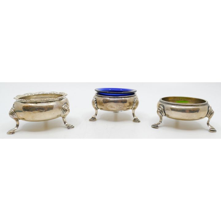 3pc Georgian Silver Footed Salts 3'' Approx - 144 Grams TW