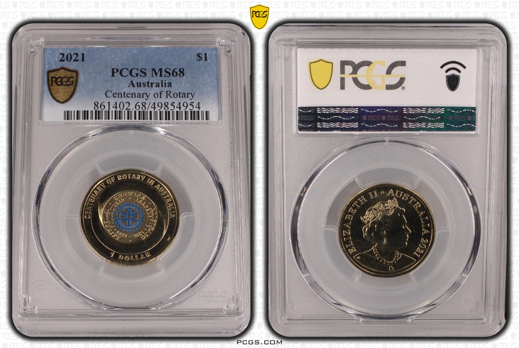 Centenary of Rotary, One Dollar, 2021, PCGS MS68
