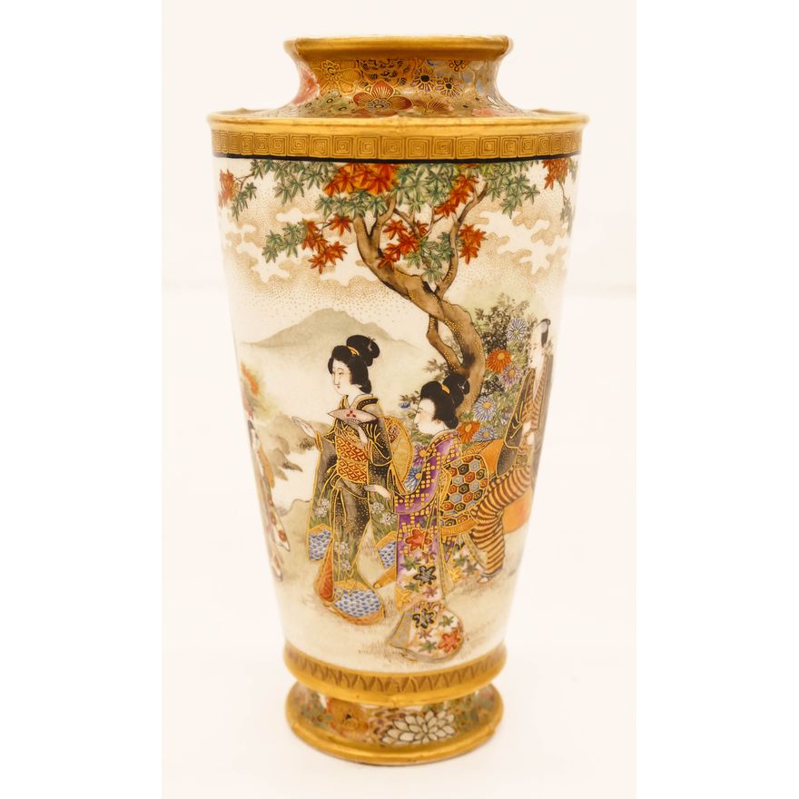 Ryozan Yasuda Japanese Satsuma Geisha Vase 7''x3.5''