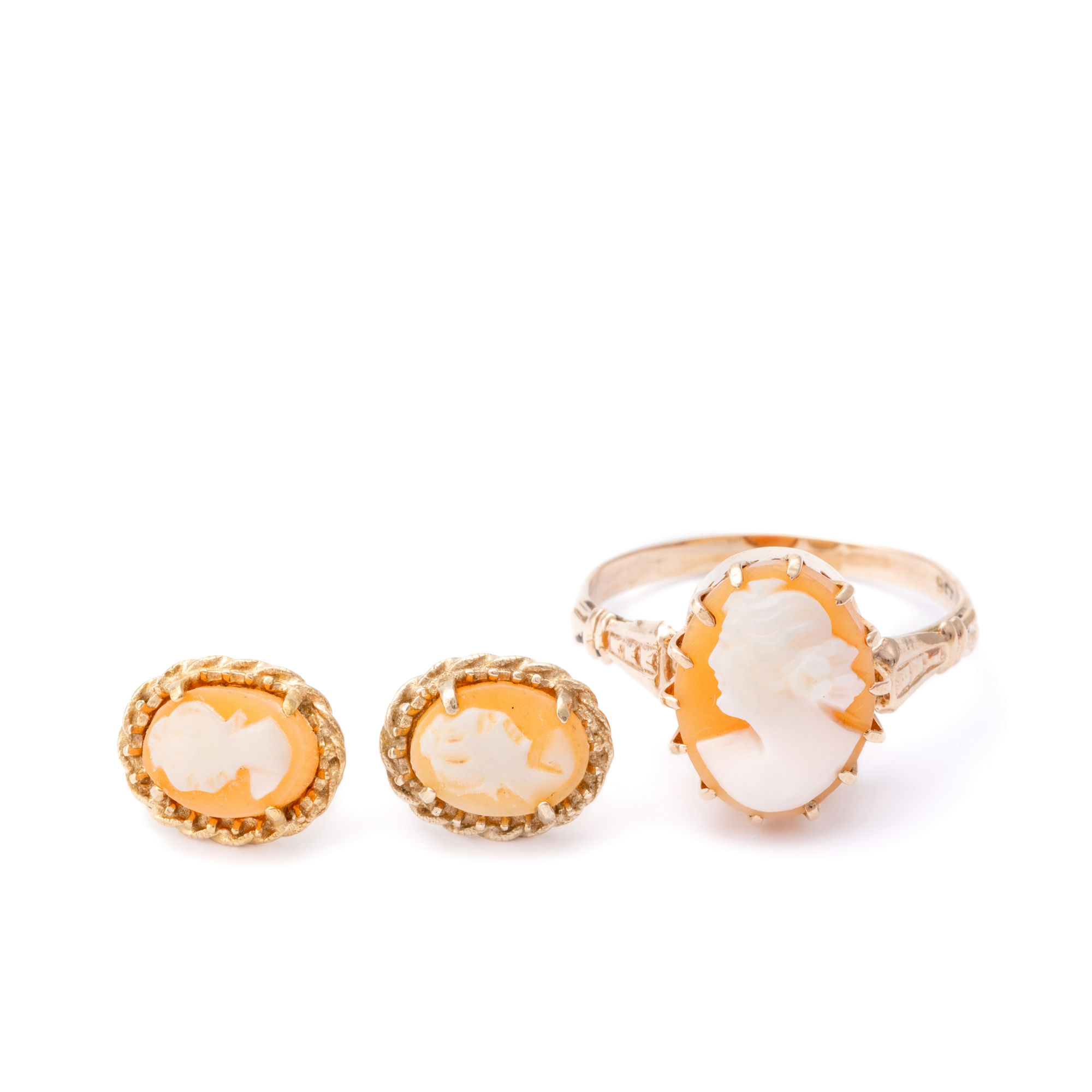 Cameo Ring & Earrings 9ct,