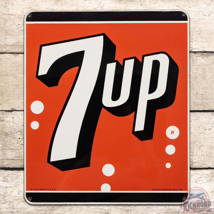 Fantastic 1951 7Up Single Sided Porcelain Advertising Sign