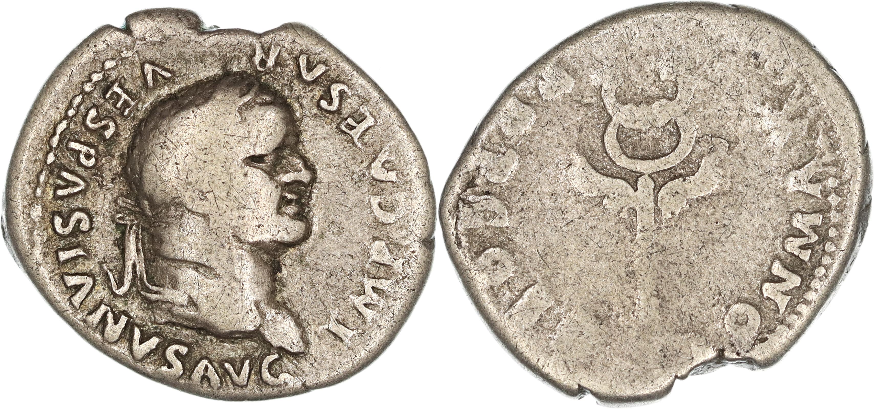 Roman Empire, Vespasian, Silver Denarius, 74 AD, Fair