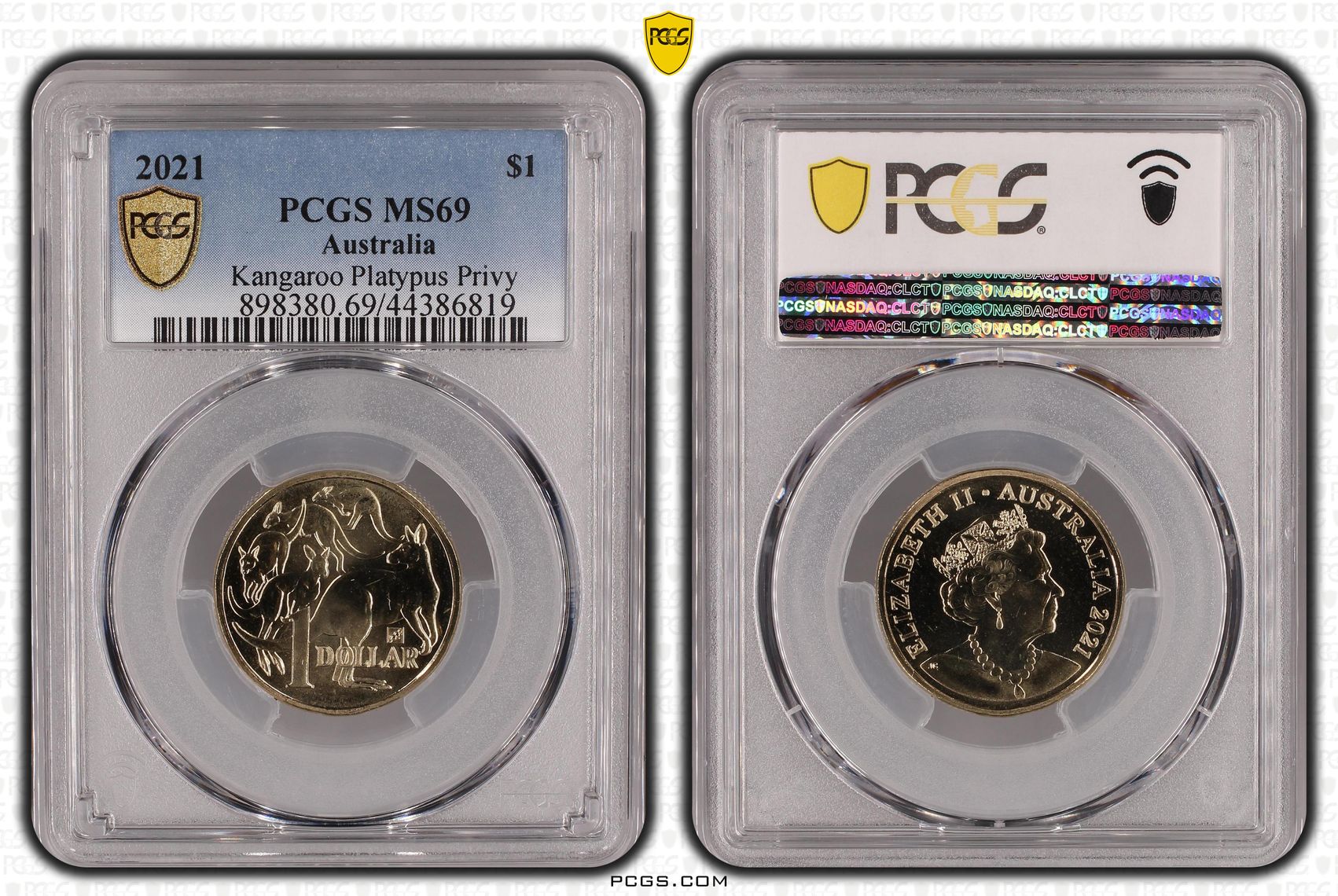 Mob of Roos - Platypus Privy, One Dollar, 2021 POP Report 17/0, PCGS MS 69