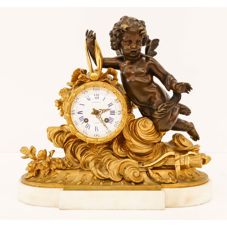 Antique Raingo Freres French Gilt Bronze Mantel Clock