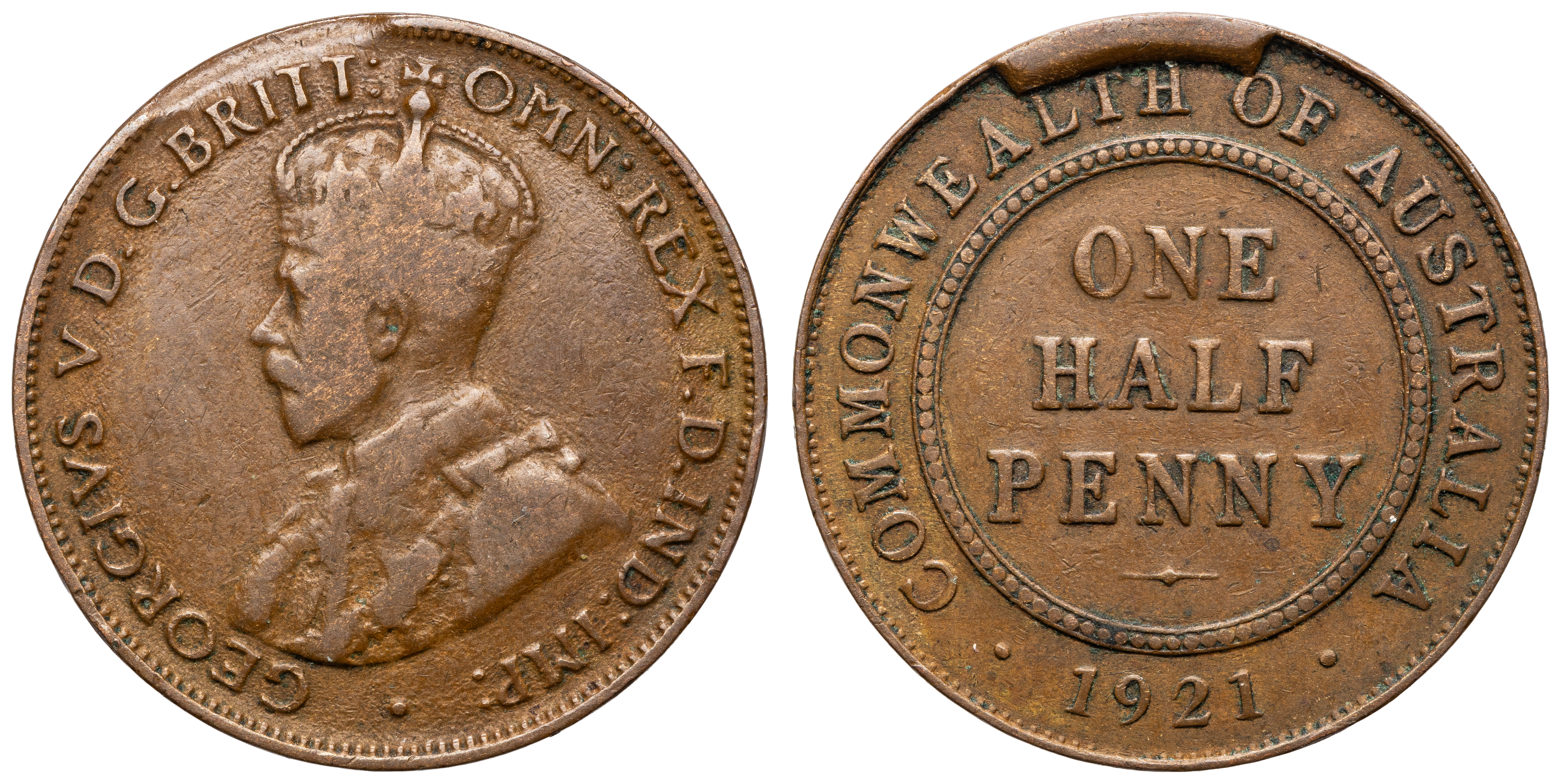 159 · George V, Halfpenny, 1921, VF