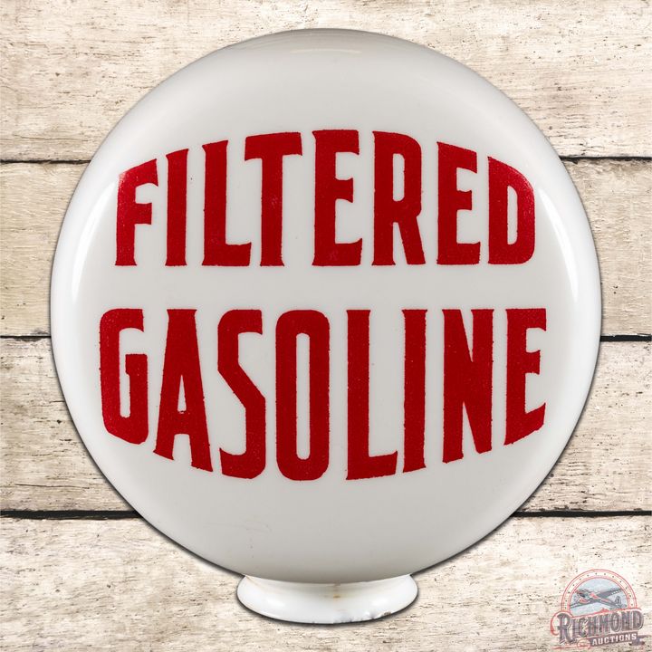 Filtered Gasoline OPB Milk Glass 12.5" Gas Pump Globe