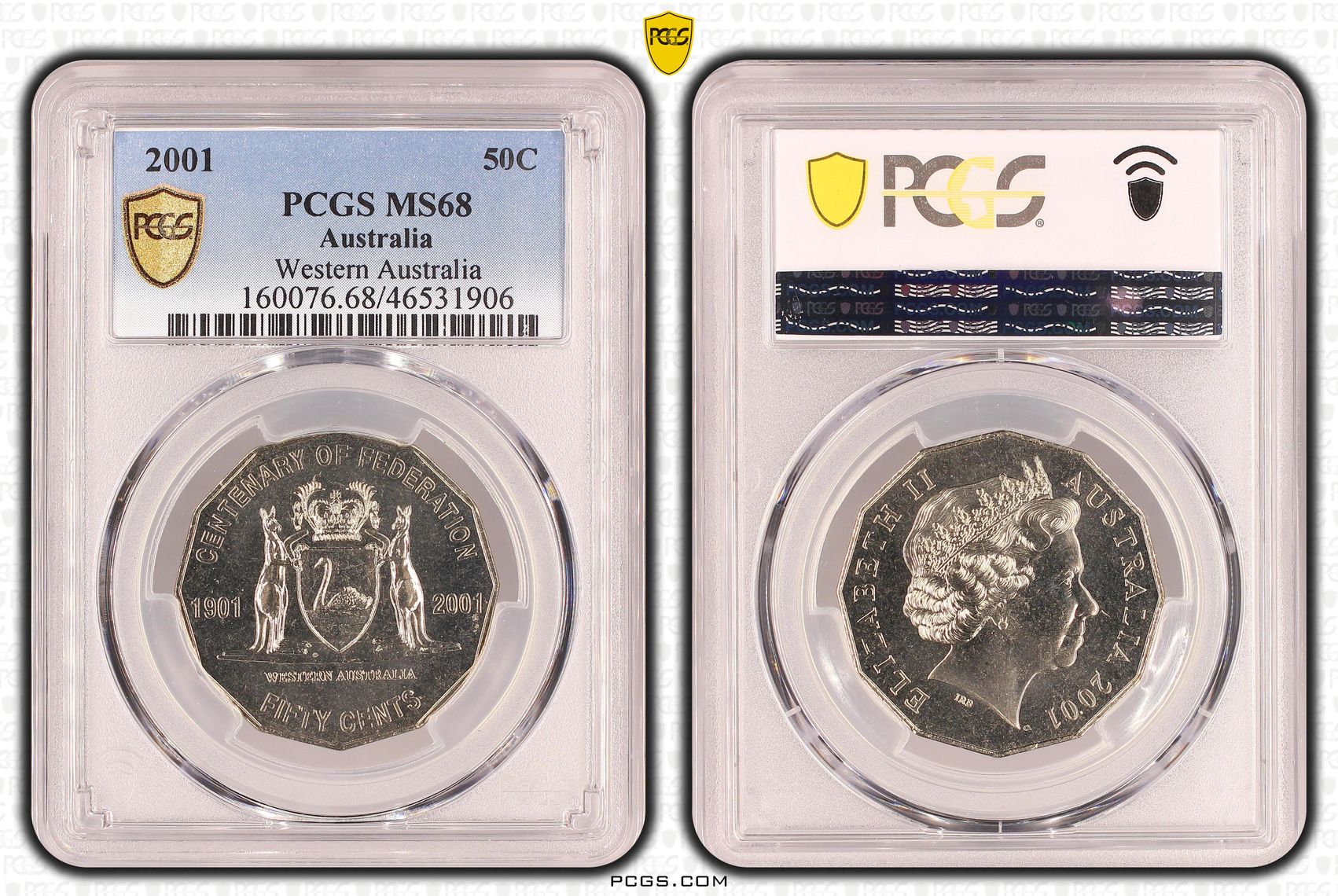 Western Australia, Fifty Cent, 2001, PCGS MS68