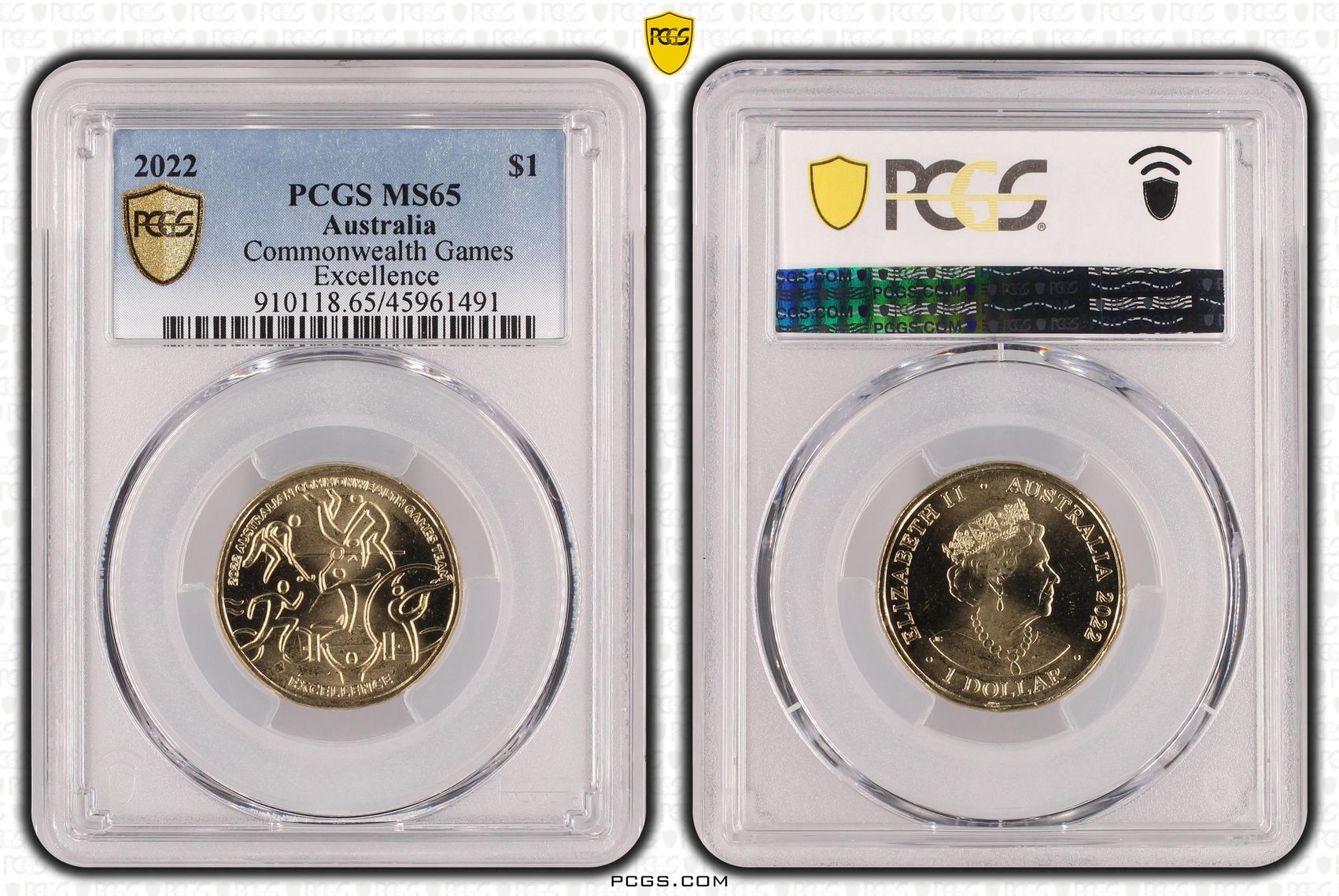488 · Commonwealth Games - Excellence, One Dollar, 2022, PCGS MS65