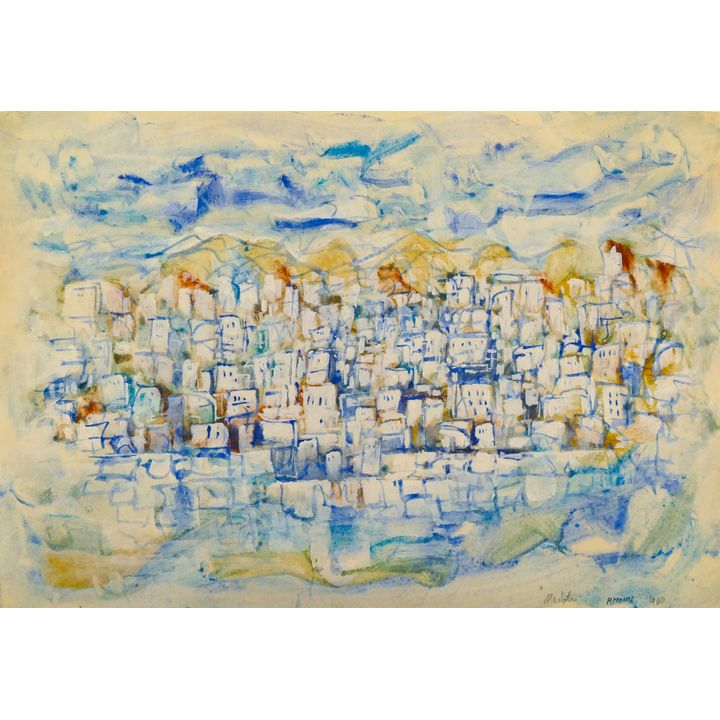 Neil Meitzler ''Myconos'' 1960 Casein on Paper 14''x20''