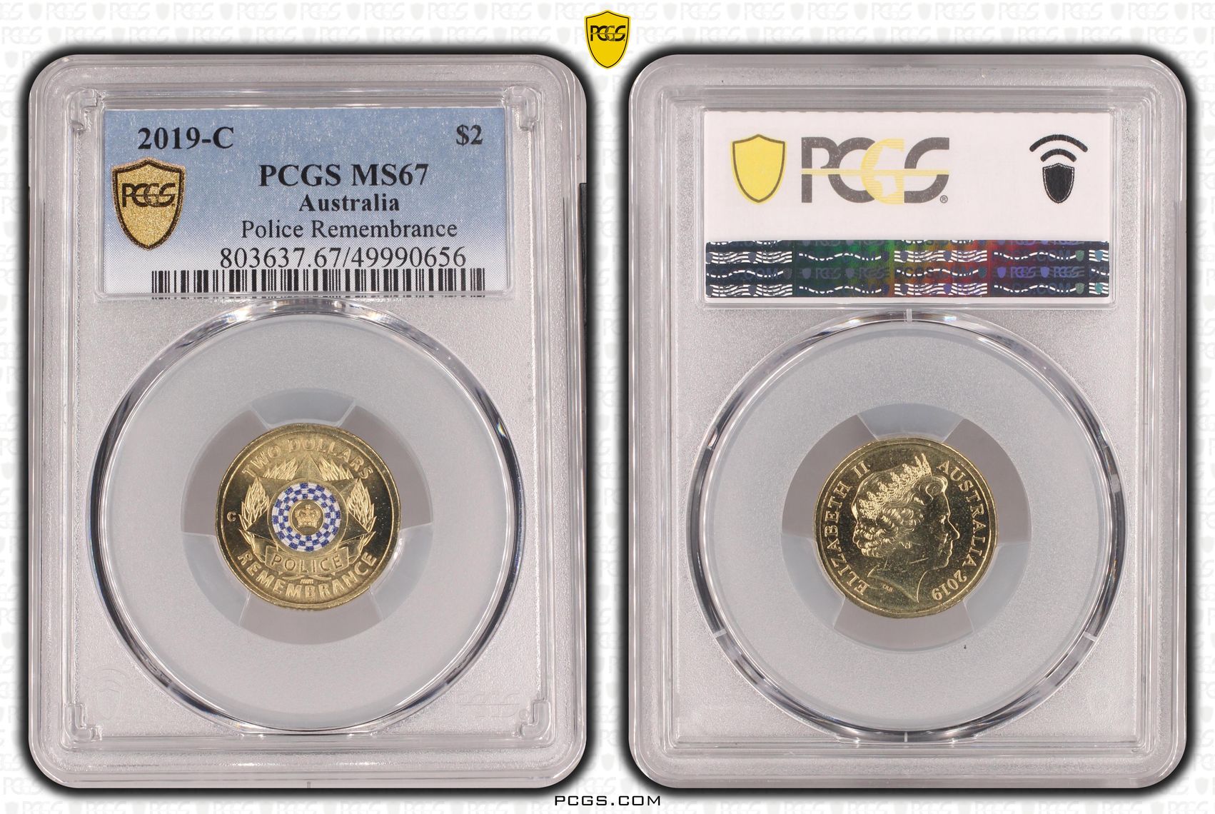 447 · Police Remembrance , Two Dollar, 2019-C, PCGS MS67