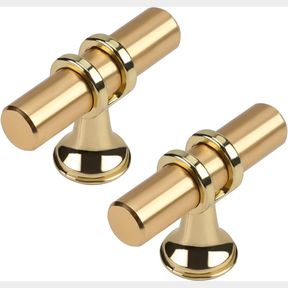 MATCHED T-BAR KNOBS HALIWU 10 PACK GOLD CABINET KNOBS, BRUSHED BRASS CABINET KNOBS KITCHEN CABINET KNOBS CHAMPAGNE GOLD PULL KITCH