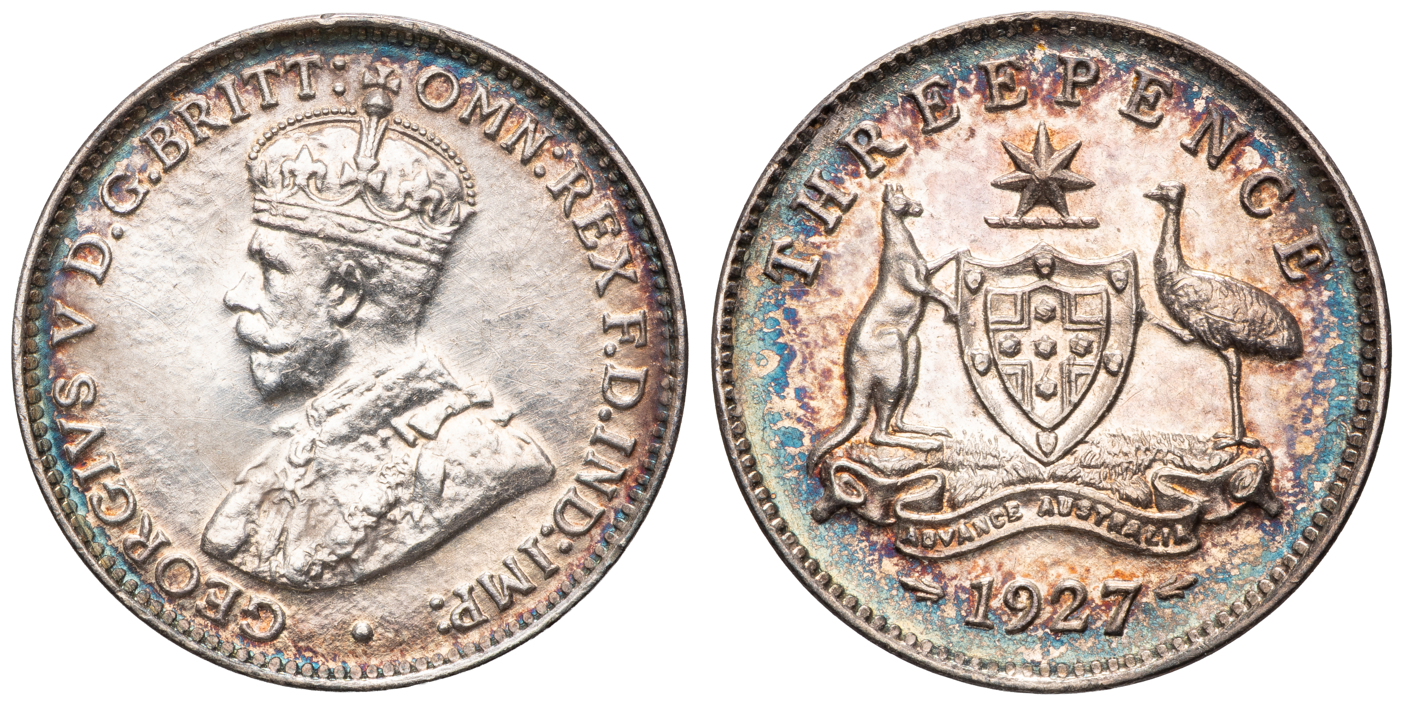 George V, Threepence, 1927, UNC