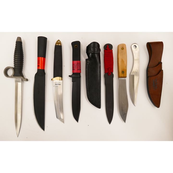7pc Hunting & Survival Knives. Knives range in size from 8.5'' to 13'' with blades 4.25'' to 7''.