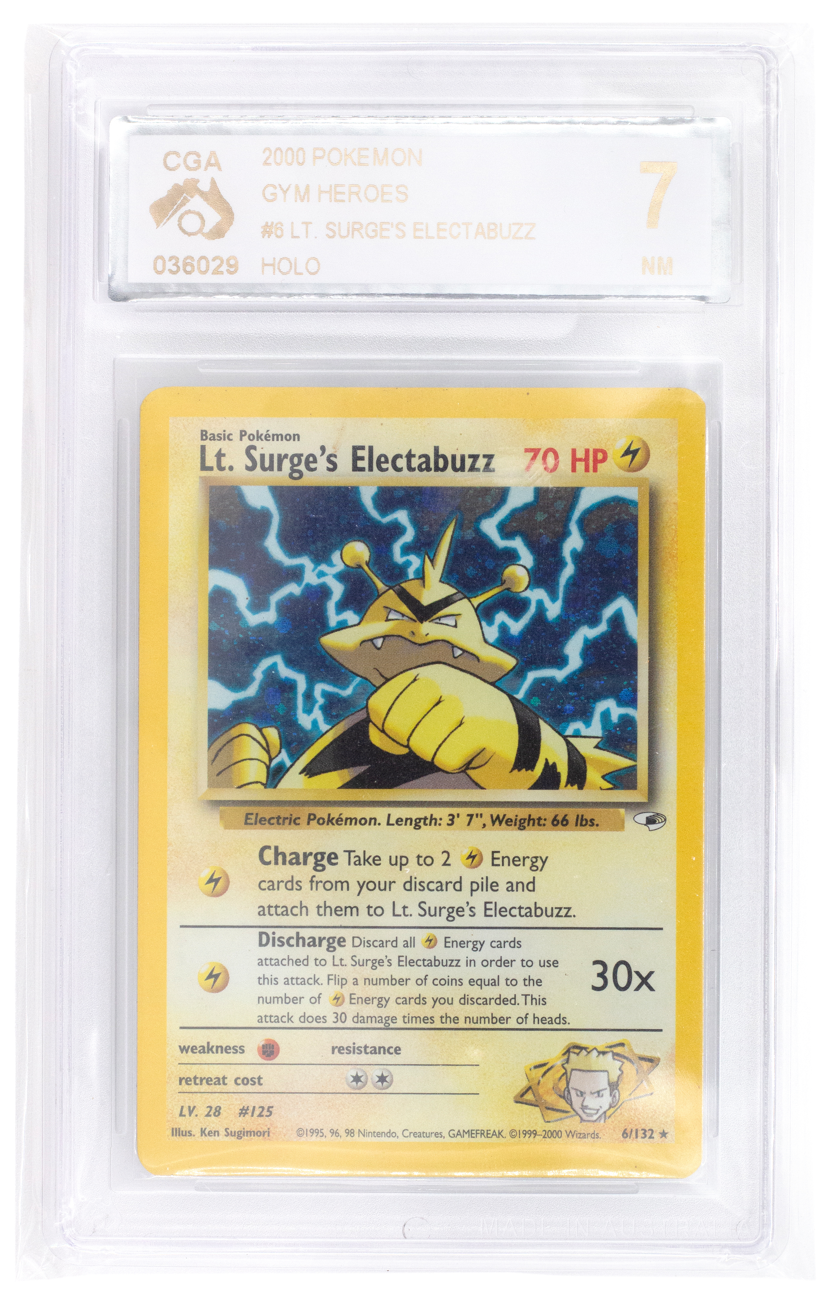 382 · Pokemon, Lt. Surge's Electabuzz, 2000, CGA 7, Near Mint