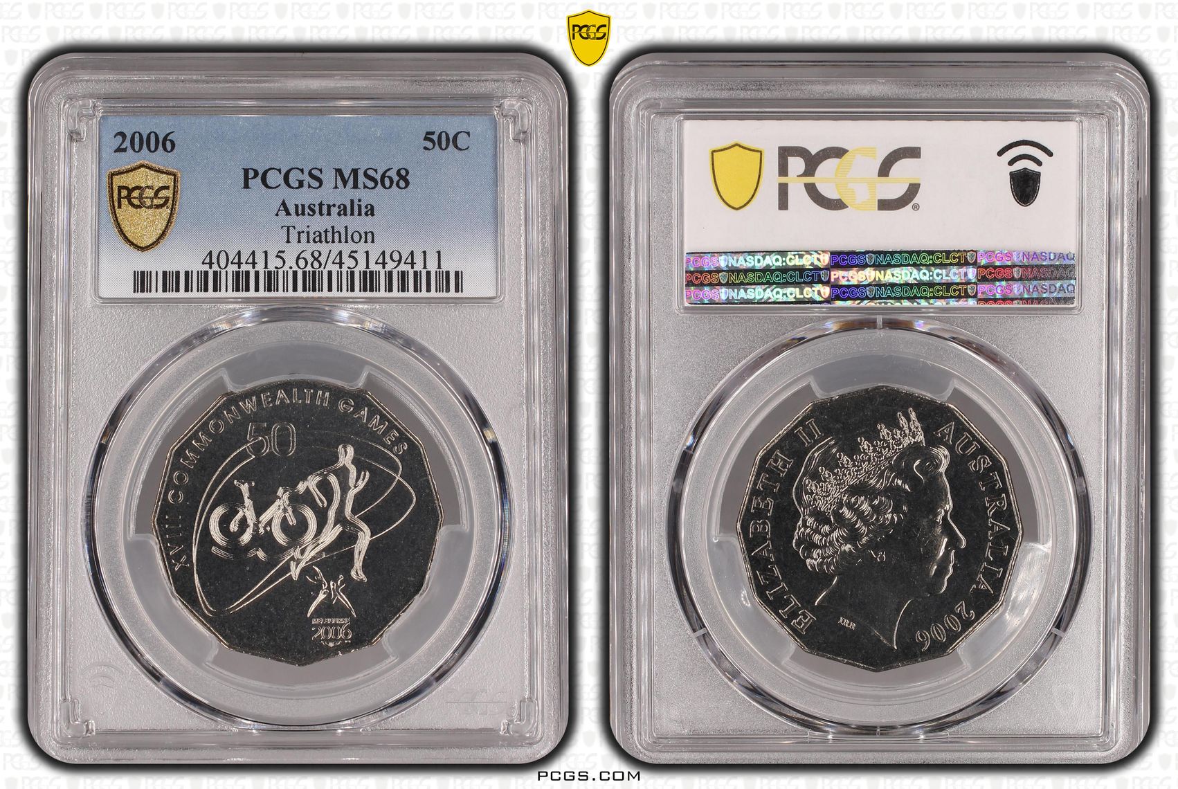 2006 Australia Fifty Cent, 50c Triathlon PCGS - MS68 POP 5/0 -411