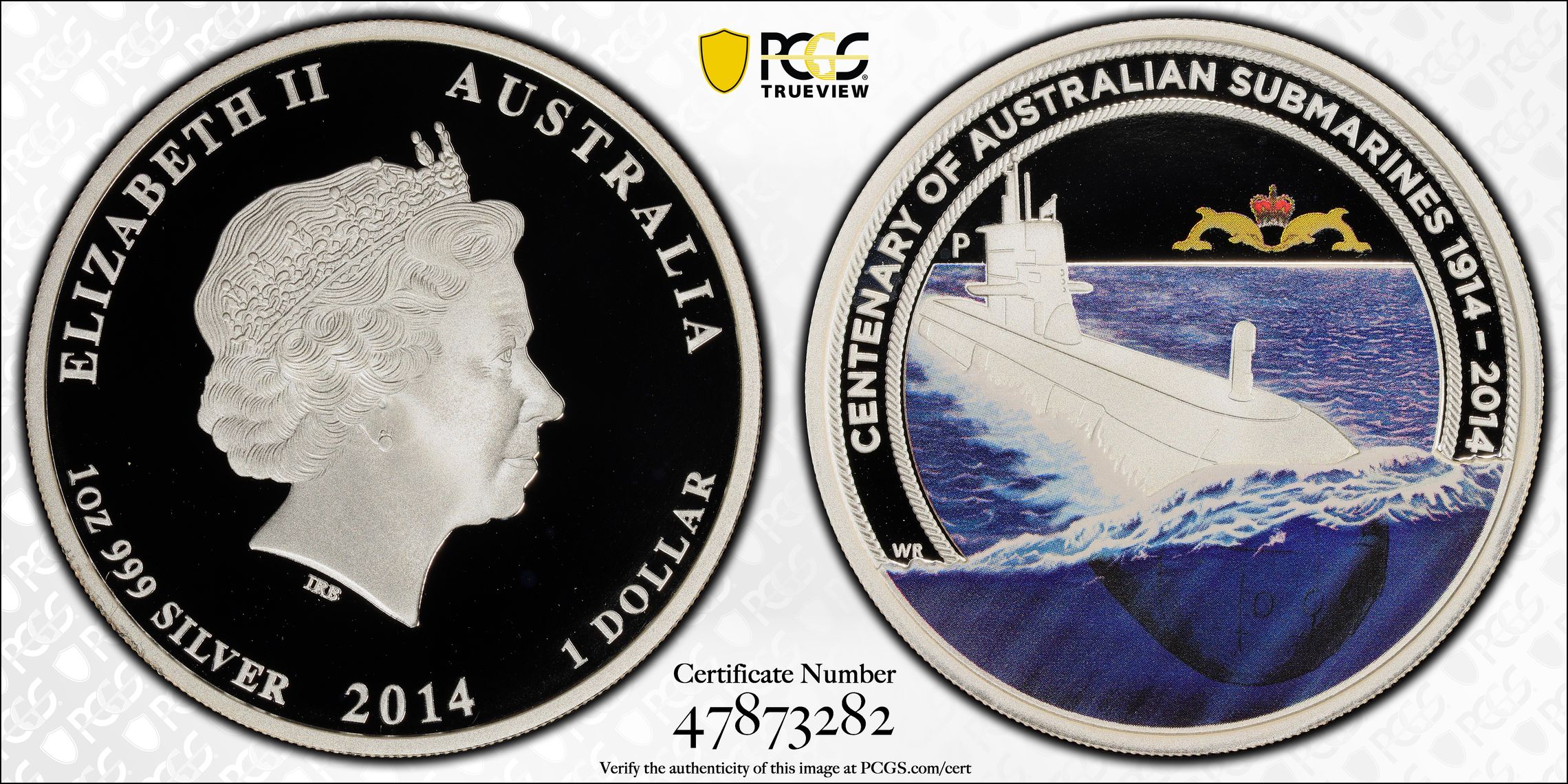 Submarine Service, POP 1/0, One Dollar, 2014, PCGS PR69DCAM